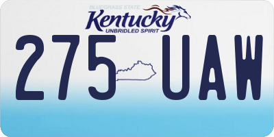 KY license plate 275UAW