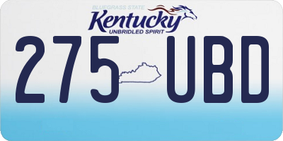 KY license plate 275UBD