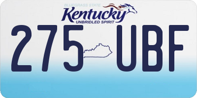 KY license plate 275UBF
