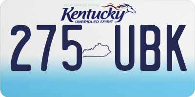 KY license plate 275UBK