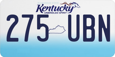 KY license plate 275UBN