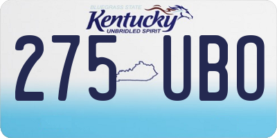 KY license plate 275UBO