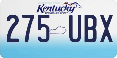KY license plate 275UBX
