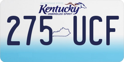 KY license plate 275UCF