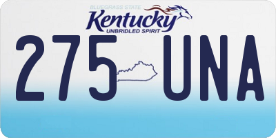 KY license plate 275UNA
