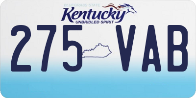 KY license plate 275VAB