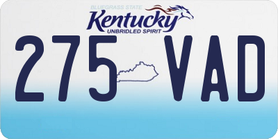 KY license plate 275VAD