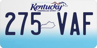 KY license plate 275VAF