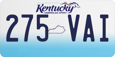 KY license plate 275VAI