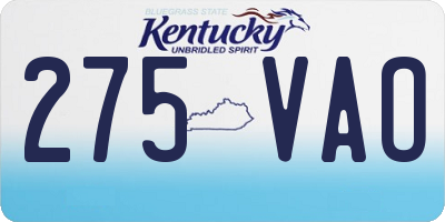 KY license plate 275VAO