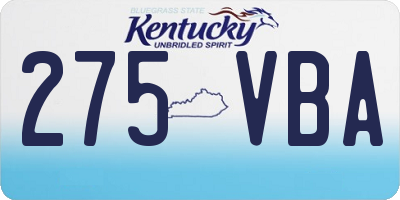 KY license plate 275VBA