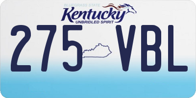 KY license plate 275VBL