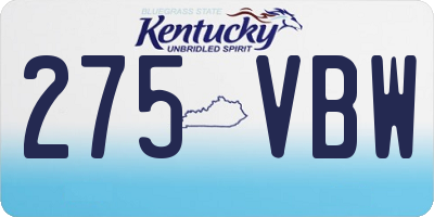KY license plate 275VBW