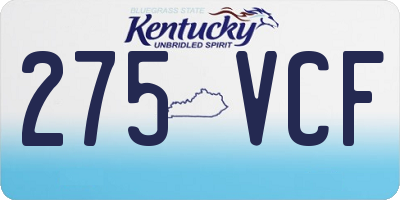 KY license plate 275VCF