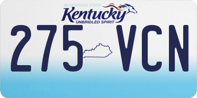 KY license plate 275VCN