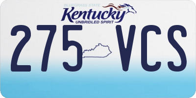 KY license plate 275VCS