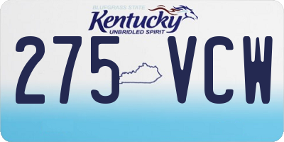 KY license plate 275VCW