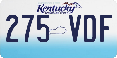 KY license plate 275VDF