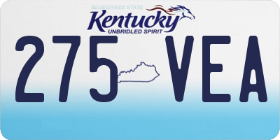 KY license plate 275VEA