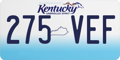 KY license plate 275VEF