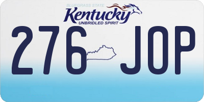 KY license plate 276JOP