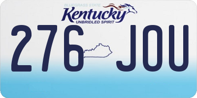 KY license plate 276JOU