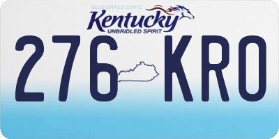 KY license plate 276KRO