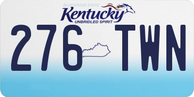 KY license plate 276TWN
