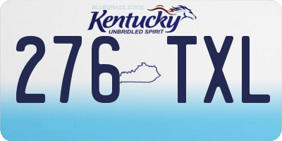 KY license plate 276TXL