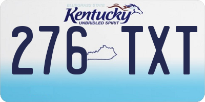 KY license plate 276TXT