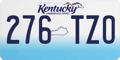 KY license plate 276TZO