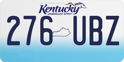 KY license plate 276UBZ