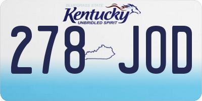KY license plate 278JOD