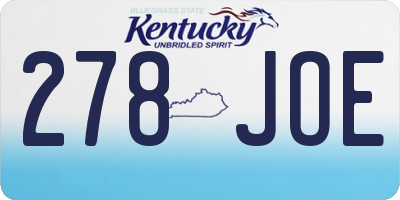 KY license plate 278JOE
