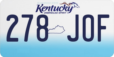 KY license plate 278JOF