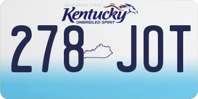 KY license plate 278JOT