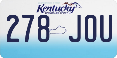 KY license plate 278JOU