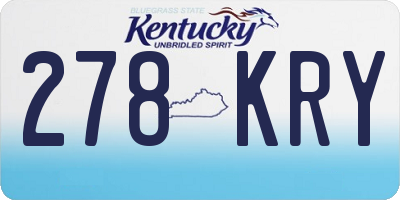 KY license plate 278KRY