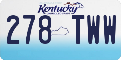 KY license plate 278TWW