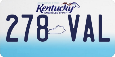 KY license plate 278VAL