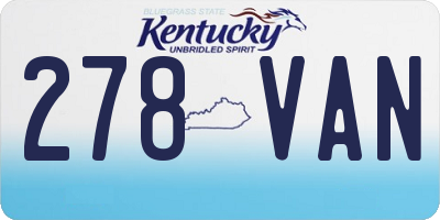 KY license plate 278VAN