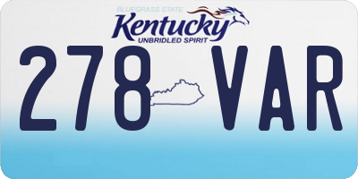 KY license plate 278VAR