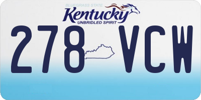 KY license plate 278VCW