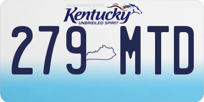 KY license plate 279MTD
