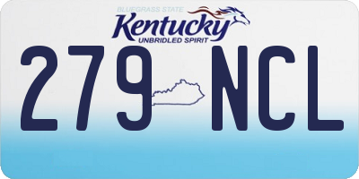 KY license plate 279NCL