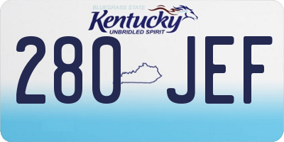 KY license plate 280JEF