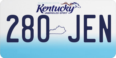 KY license plate 280JEN