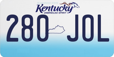 KY license plate 280JOL