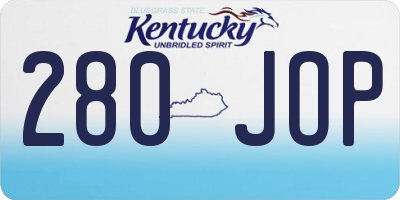 KY license plate 280JOP
