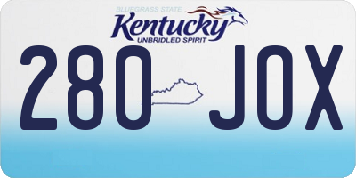 KY license plate 280JOX